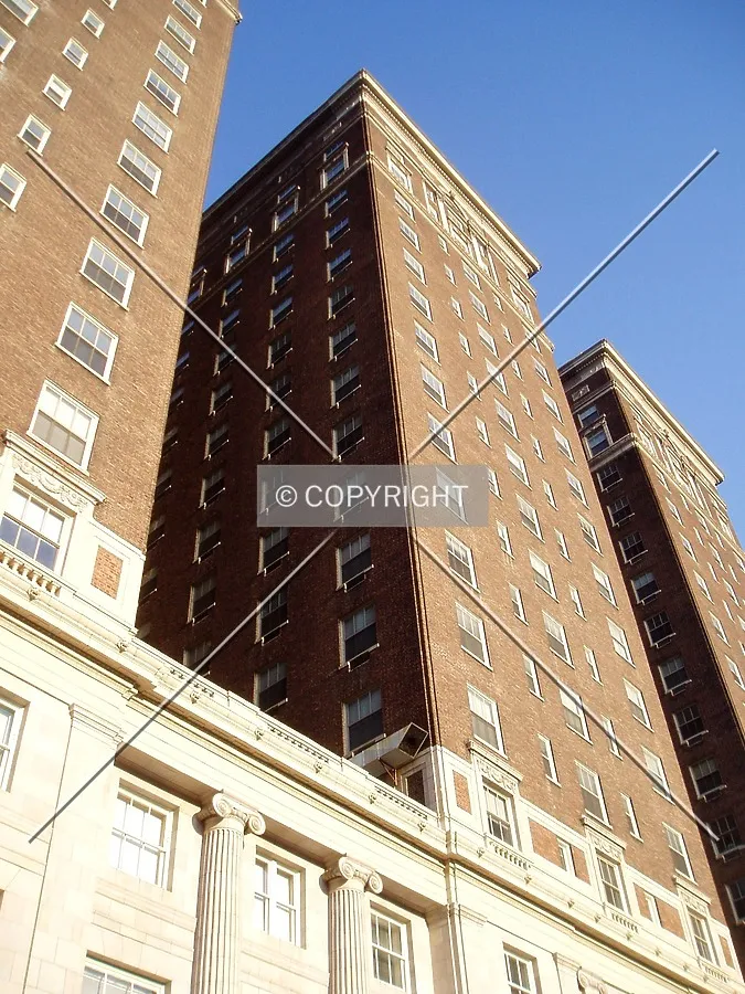 Looking up and to the southeast from South 9th Street