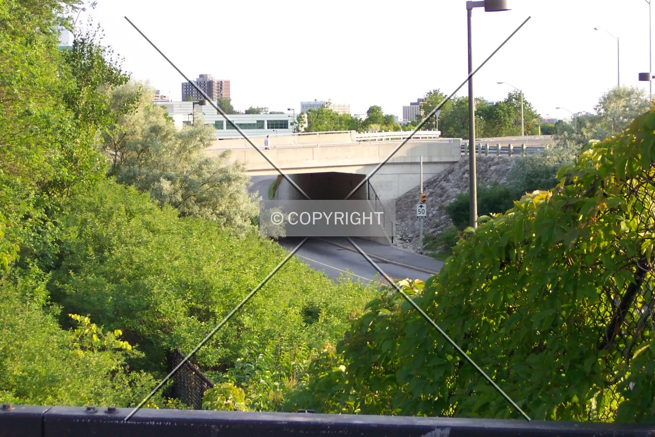 Facing south towards the Riverside Hospital