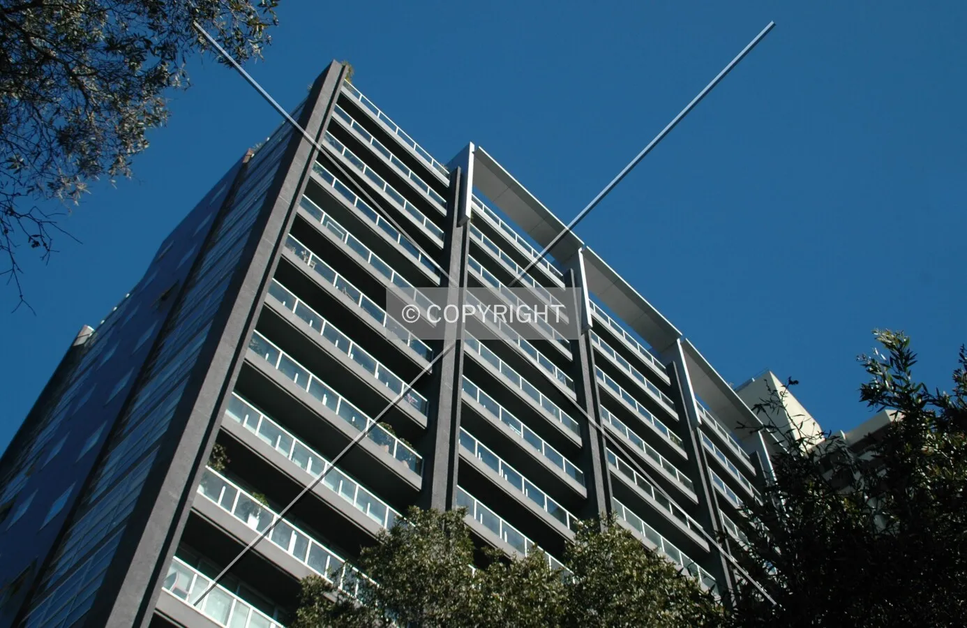 Looking up the northeast corner