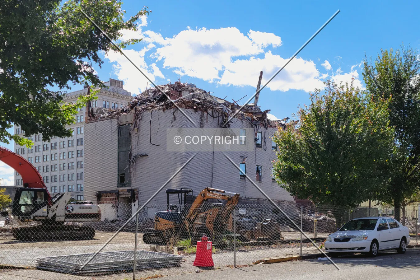 From the north during demolition; October 16, 2021