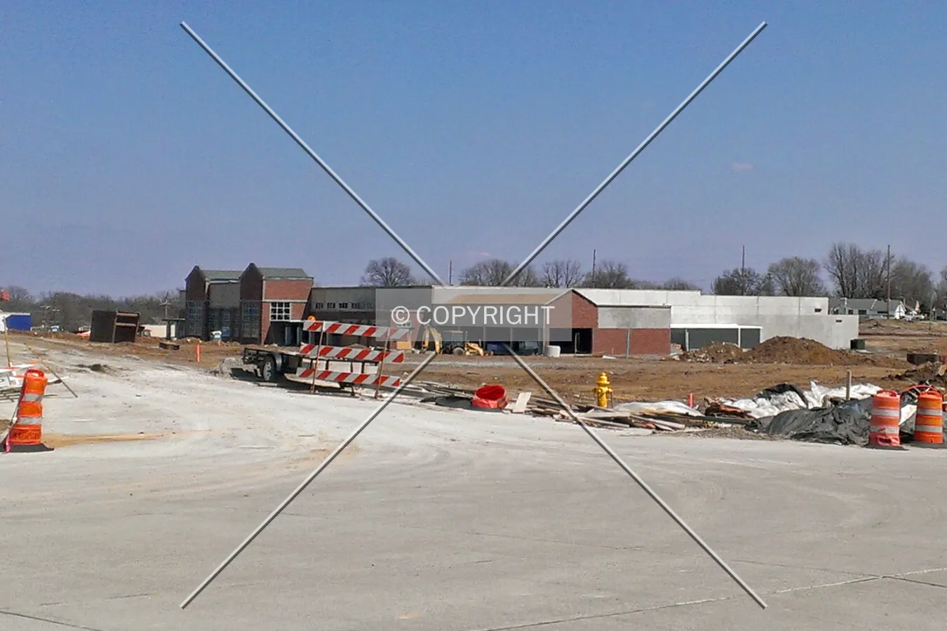 View from the southwest during construction; April 5, 2014