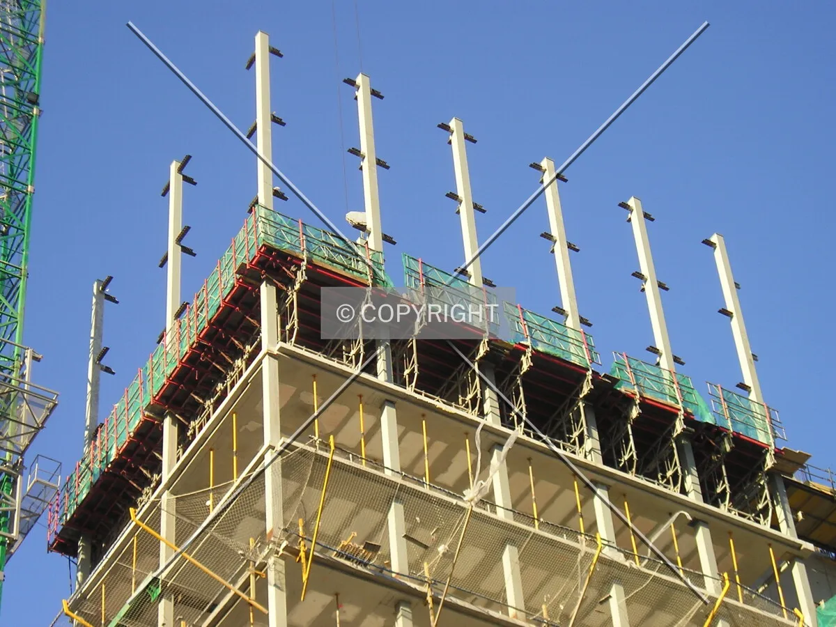 View of the structure for the 15th, 16th, and 17th floors as it is installed