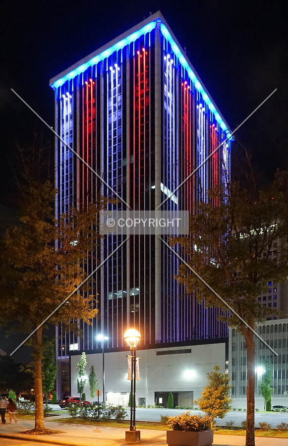 View from the northeast at night; July 3, 2017