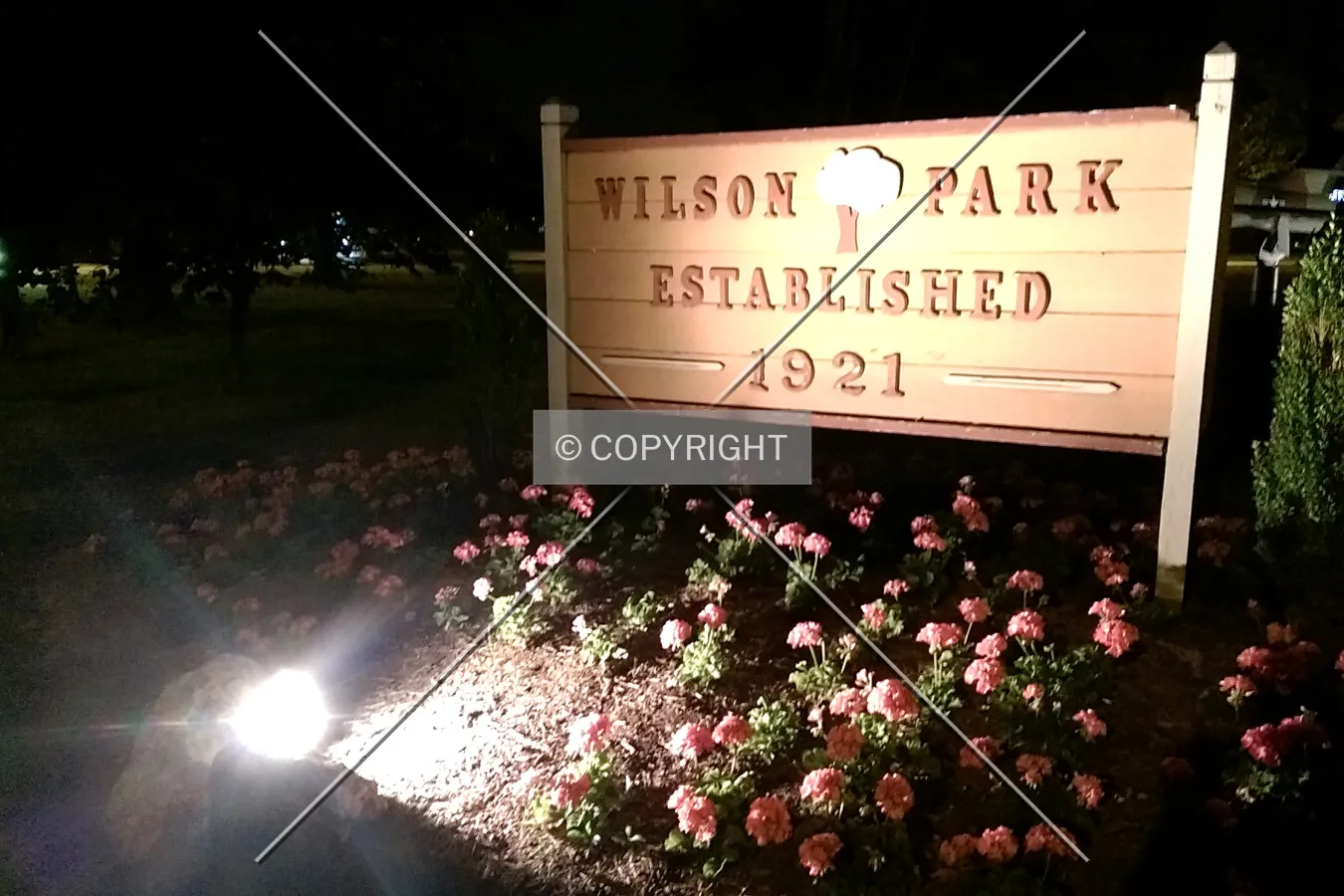 Sign at night; August 1, 2014