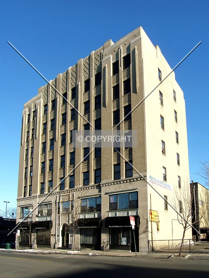 View from the northwest across Stevens Avenue