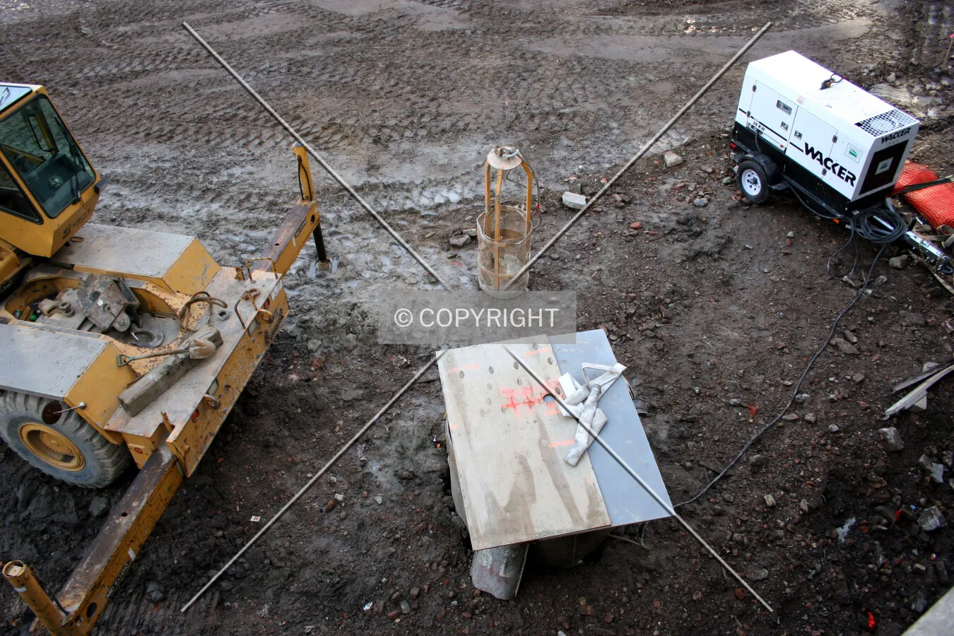 Looking down at the first caisson