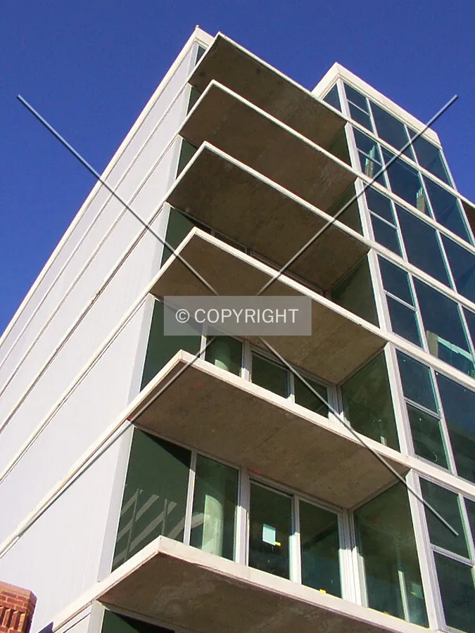 Looking up the southwest corner