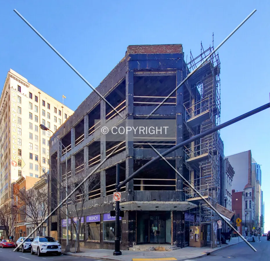 From the northwest during renovation; January 23, 2021