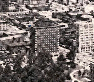 View from the southwest of the building as originally built