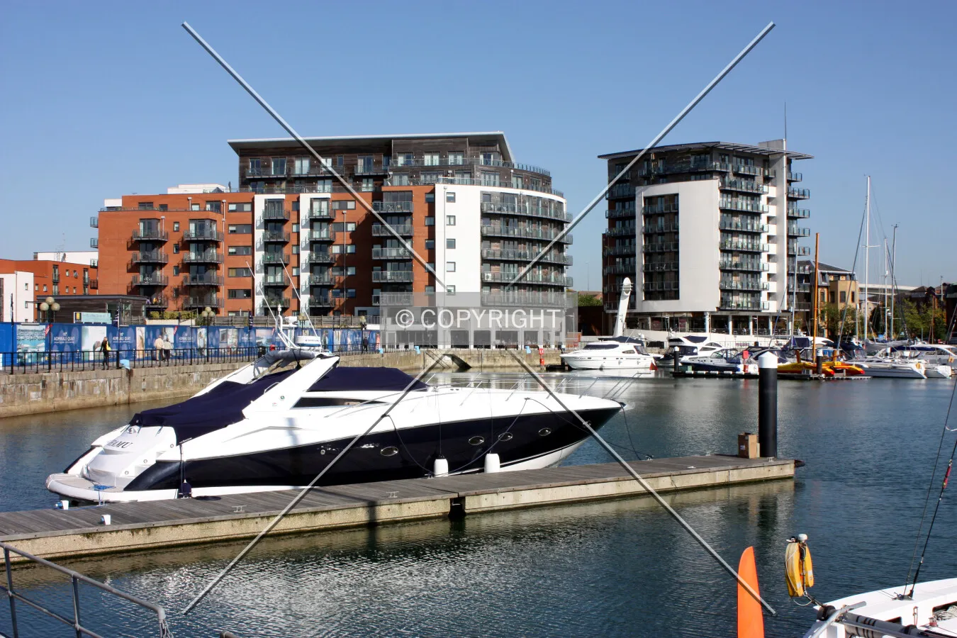 Looking across the marina