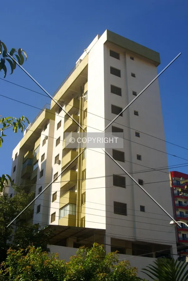 Looking up from across Silva Jardim Avenue