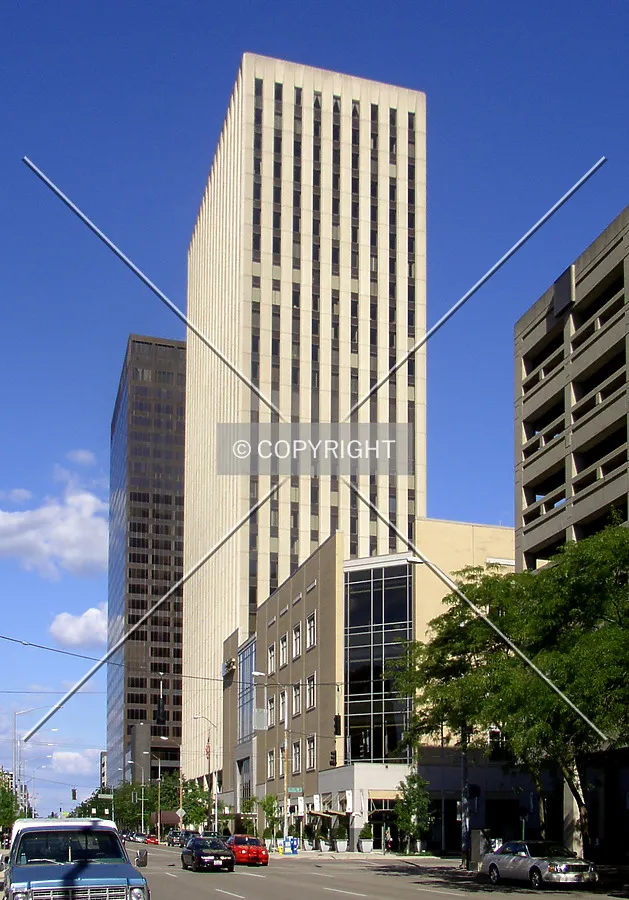 From across West 2nd Street to the west