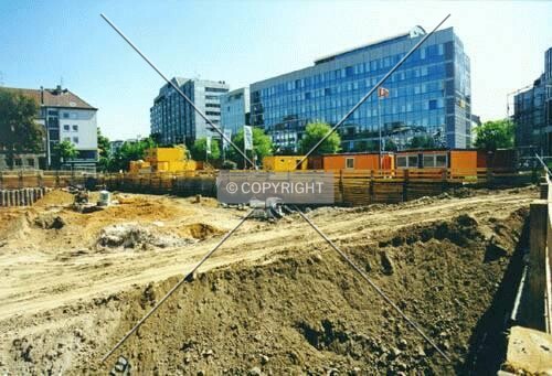 Containers in front of Sony Music building at Stephanstrasse