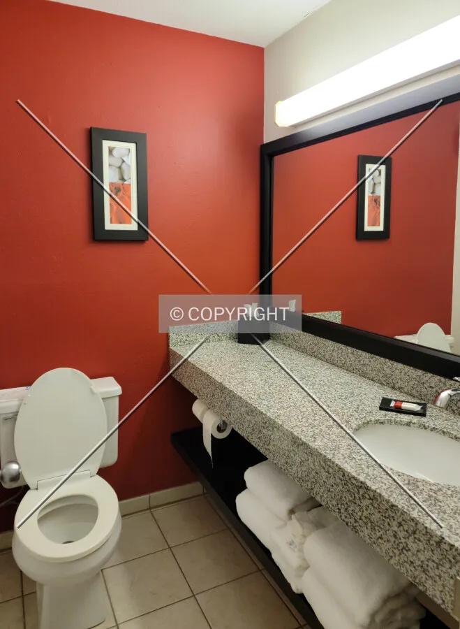 Guest room bathroom; April 9, 2021