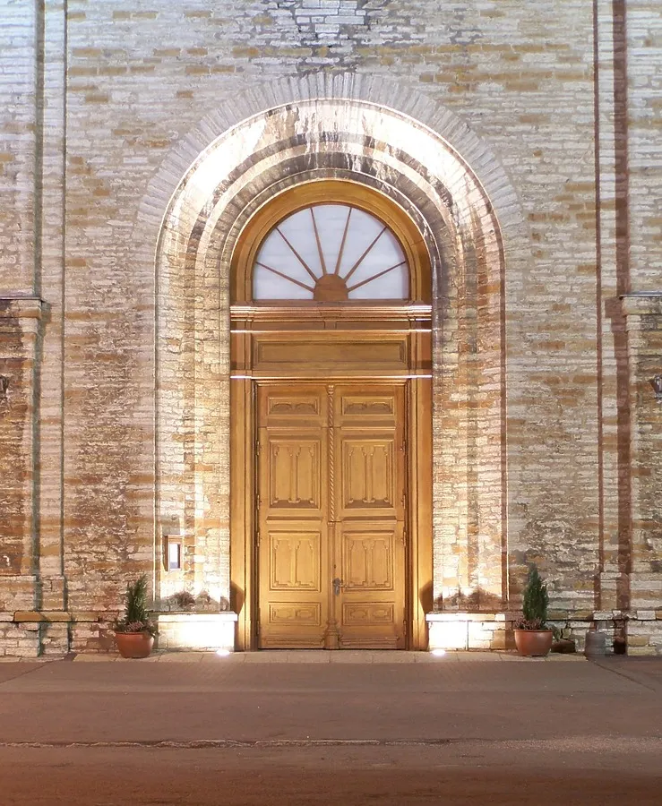 Main entrance at night