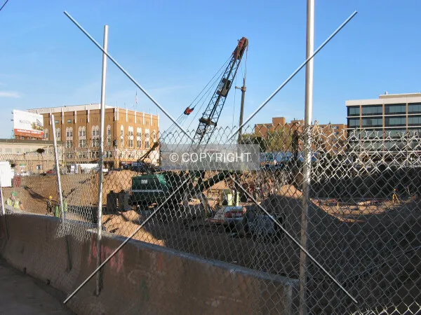 Foundation rig from the site's southwest corner