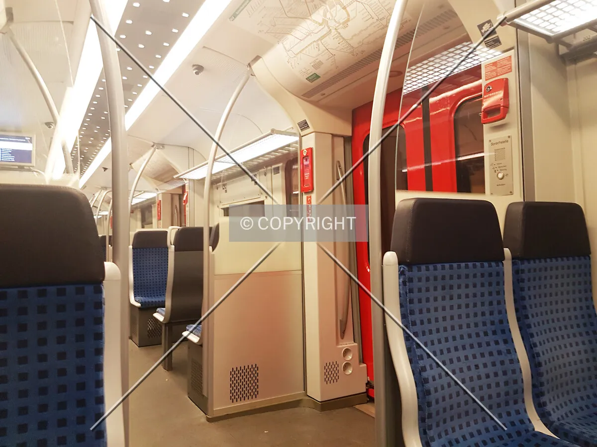 Inside a metro train in Frankfurt - Empty seats in a waggon