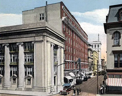 View from the south after partial demolition and construction of the Virginia Bank and Trust Building