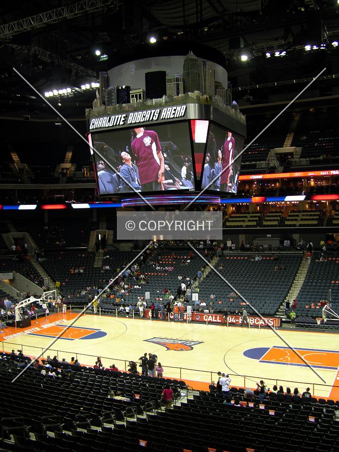 Scoreboard and court view from the southeast club seats
