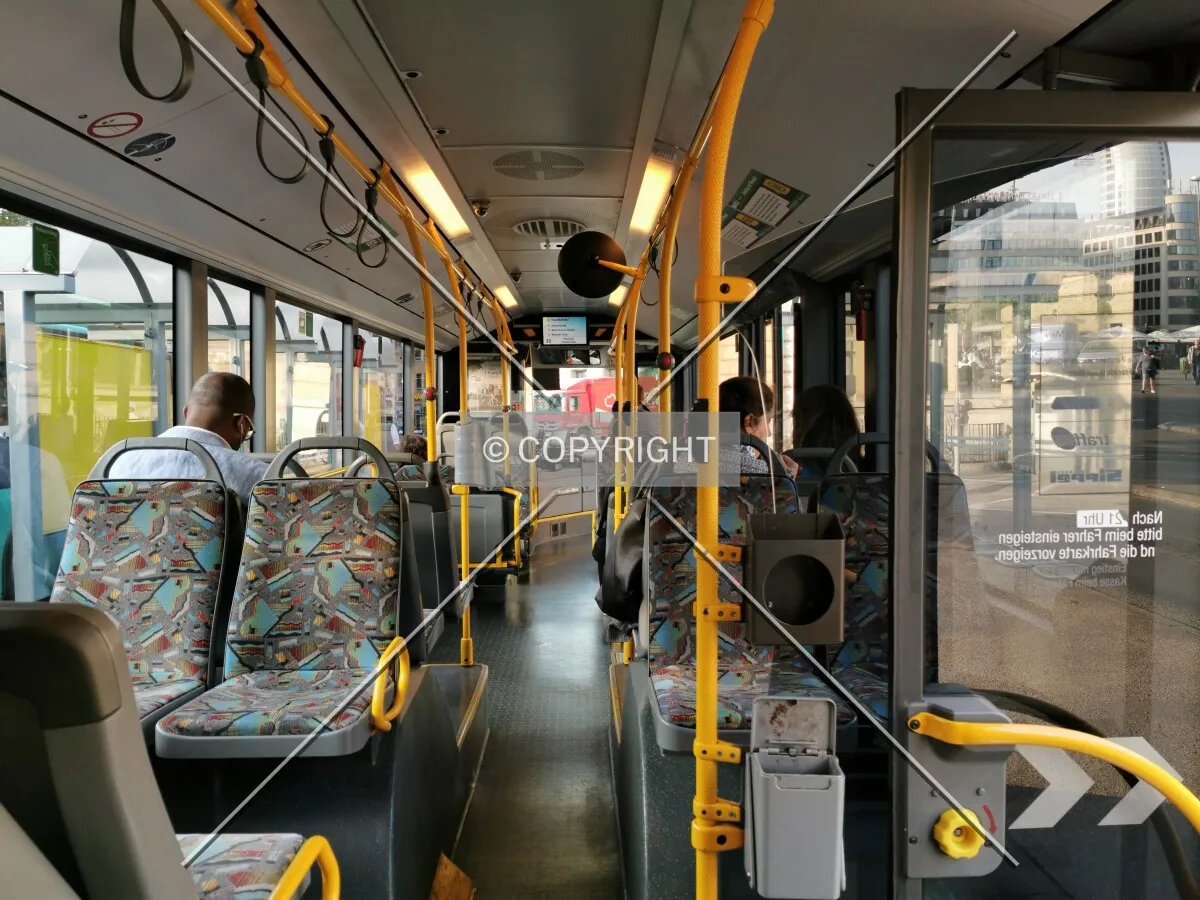 Inside a bus in Frankfurt