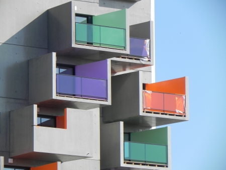 Balconies on the south face.