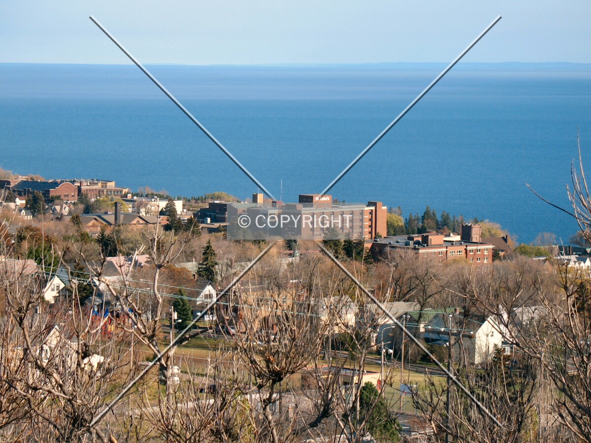Distant view to the east from Skyline Drive and Central Entrance, Lake Superior to the horizon