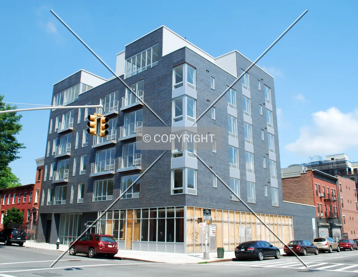 Viewed from the southeast along Bedford Avenue