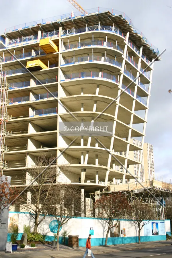 View of the stepped façade from Adelaide Road
