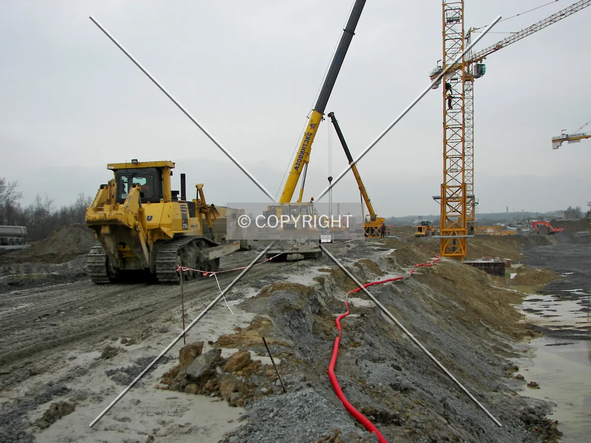 Looking along the west side of construction site