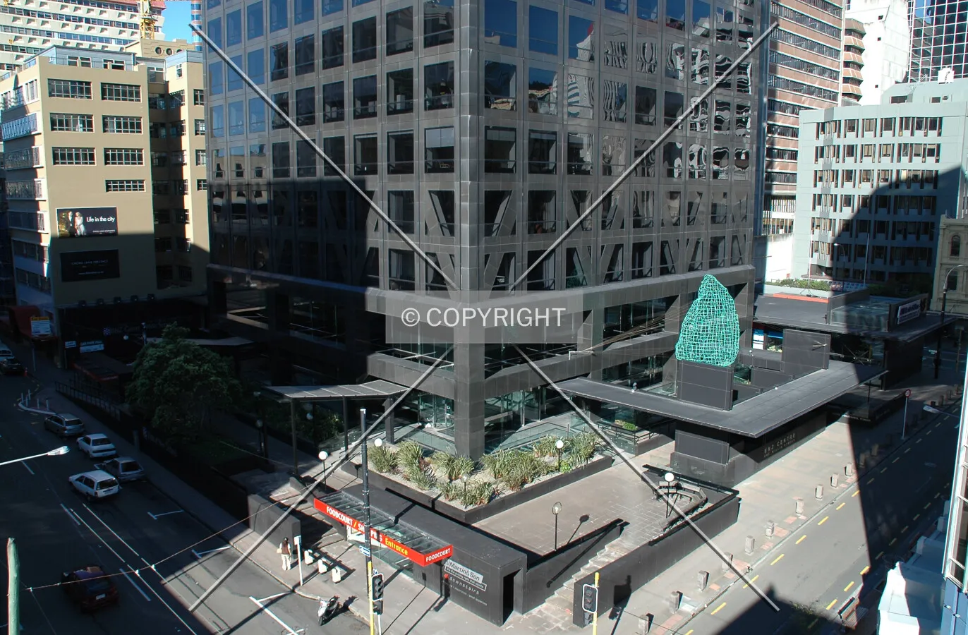 Elevated view of the base