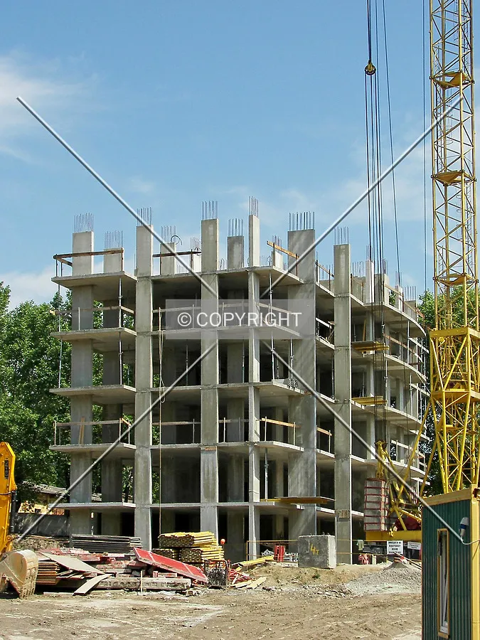 South view of construction site