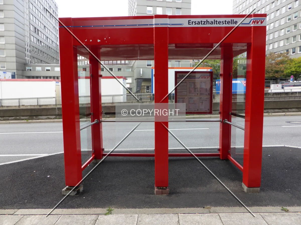 A temporary bus station in Hamburg