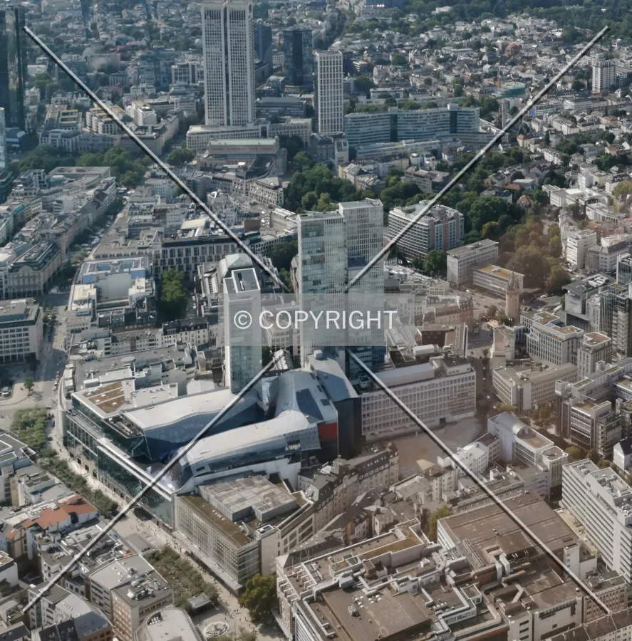 Flight with a helicopter over Frankfurt