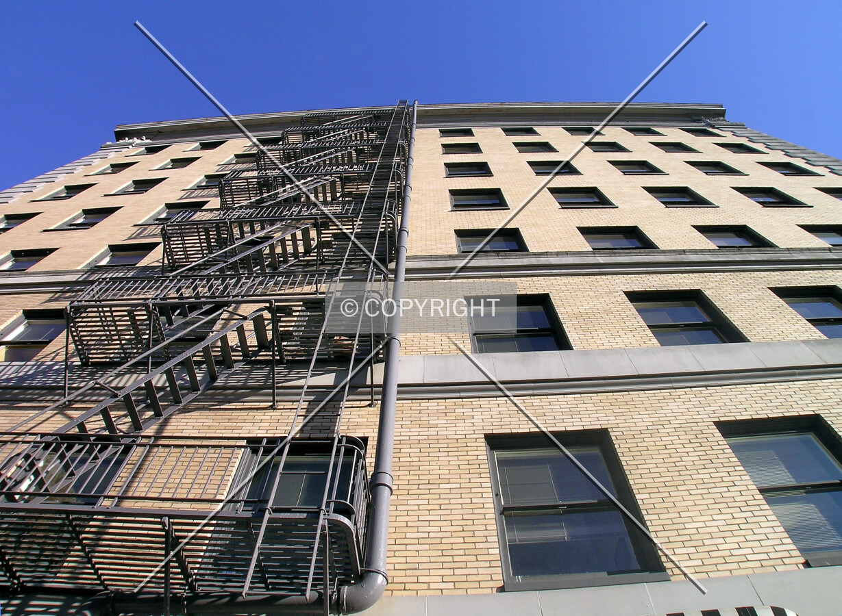 Looking up the western facade