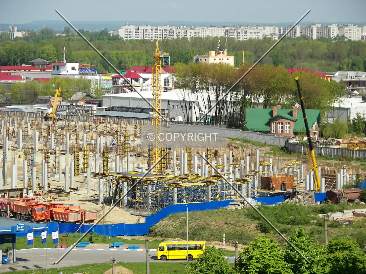 Elevated view of the construction site