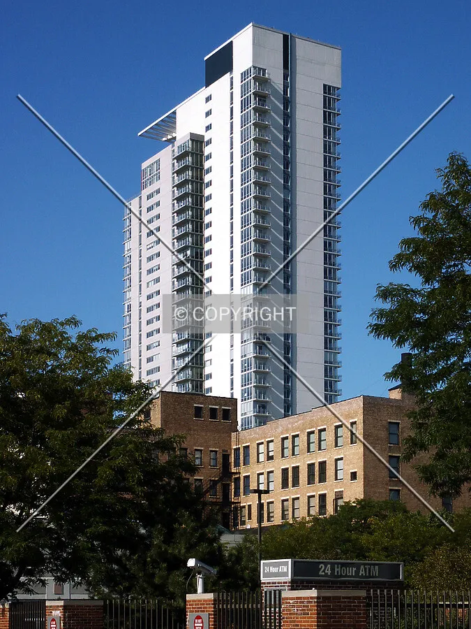 Southwest view from Monroe and Green Streets