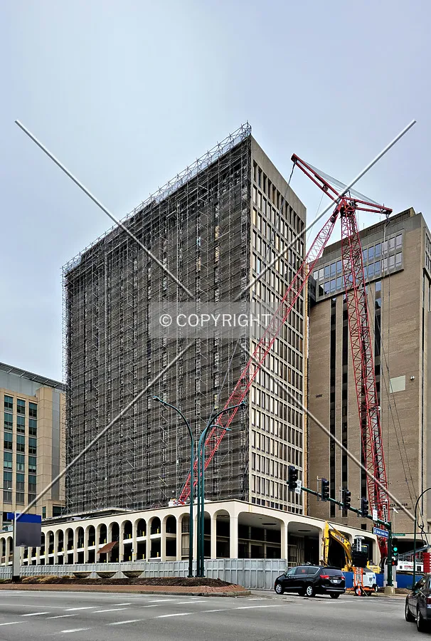 From the southeast during demolition; March 13, 2021