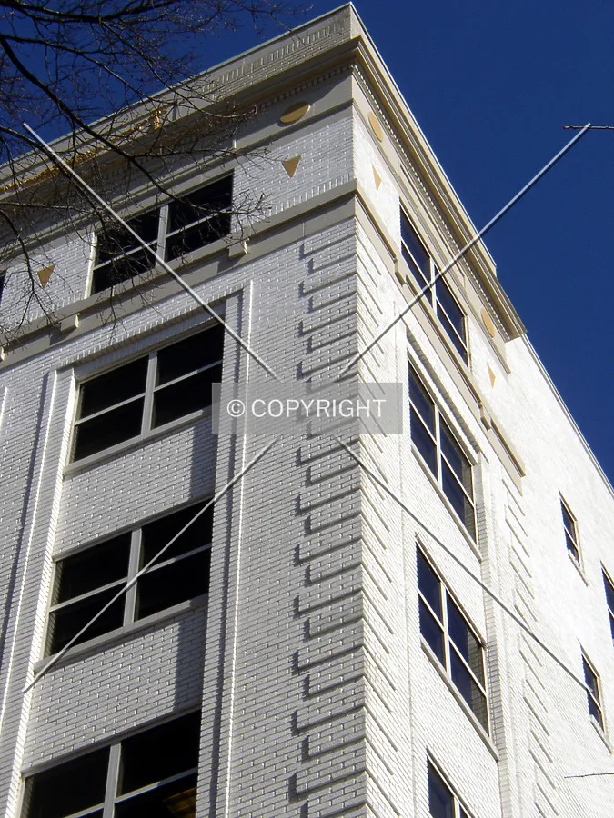 Detail of the upper floors on the southeast corner