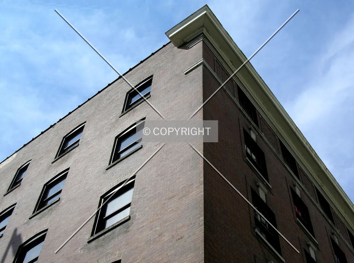 Looking up the southeast corner
