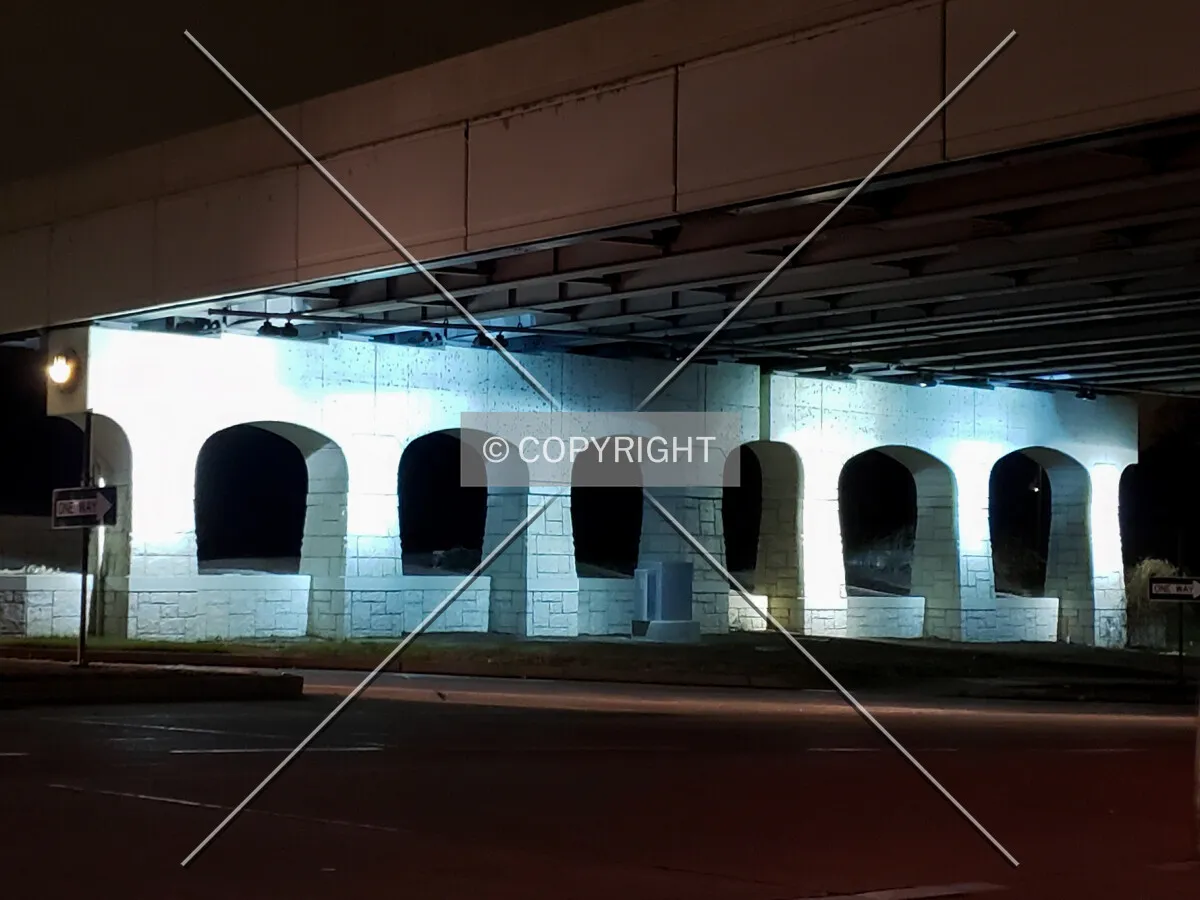 View underneath the bridge at night; January 2, 2019