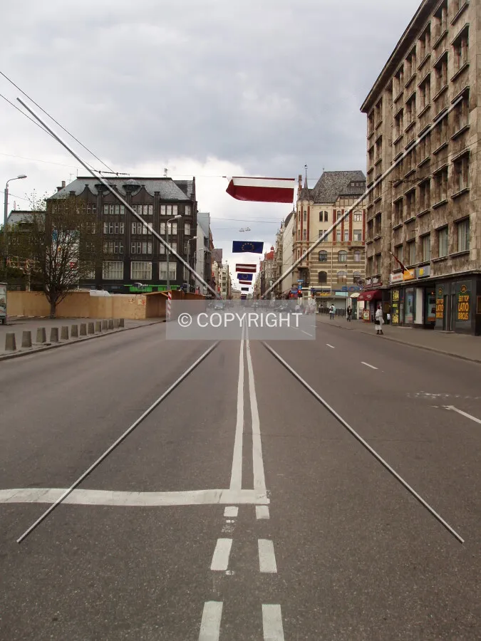 Empty Brivibas Street, view away from downtown