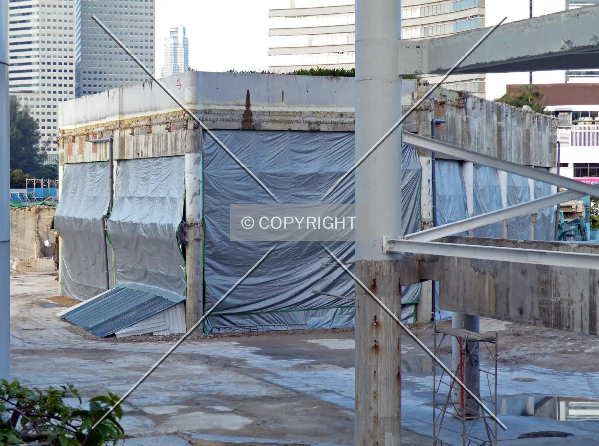 Parts of the structure remain after the demolition works as seen from the north