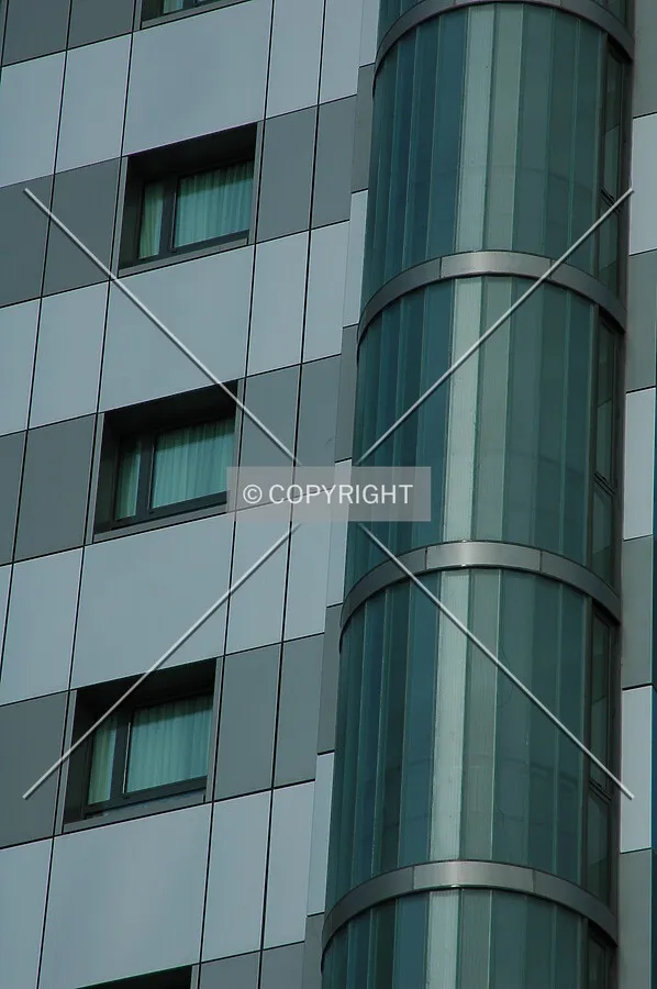Close-up of the emergency stairs and windows on west side