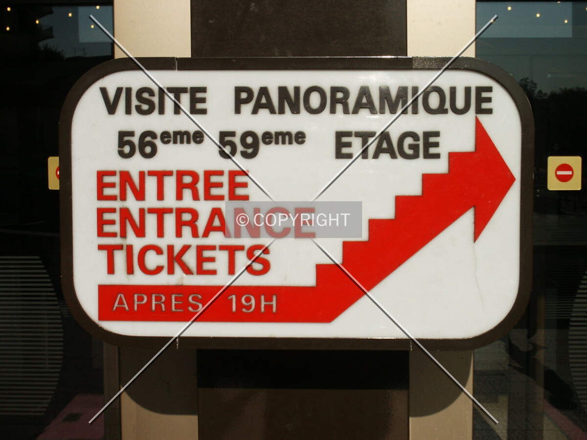 Sign for the observation deck box office