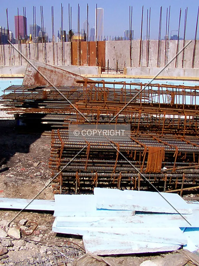 Rebars and insulation along south edge