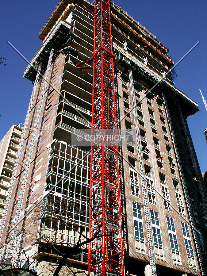 Looking up the southwest corner