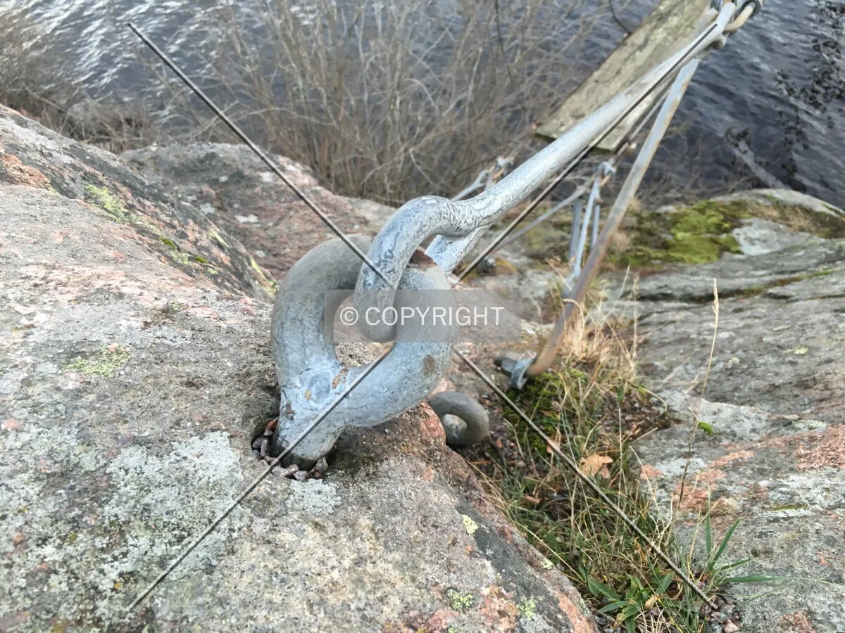 Steel cables mounted into rocks
