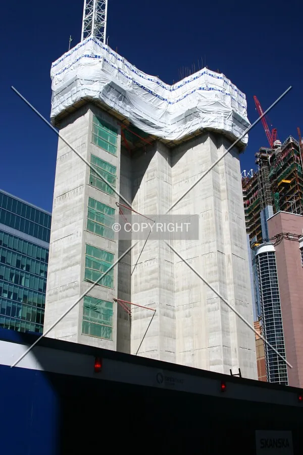 Looking up the east core from the southwest
