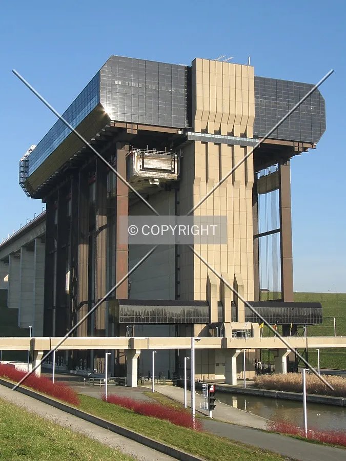 View from the west with the left cage at top level