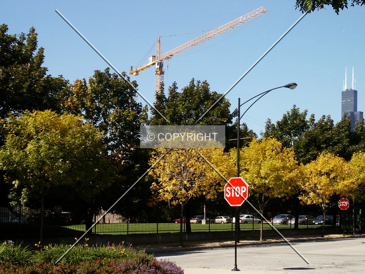 Tower crane viewed from Indiana Avenue